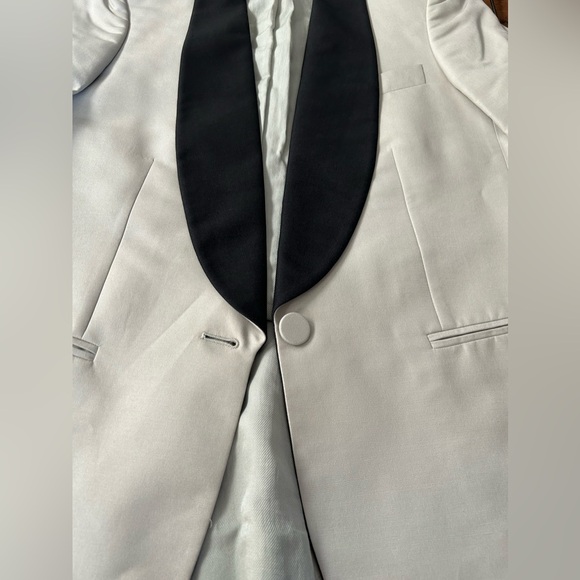 Stella McCartney Size XS Silver Black Silk Tuxedo Blazer - Picture 3 of 9